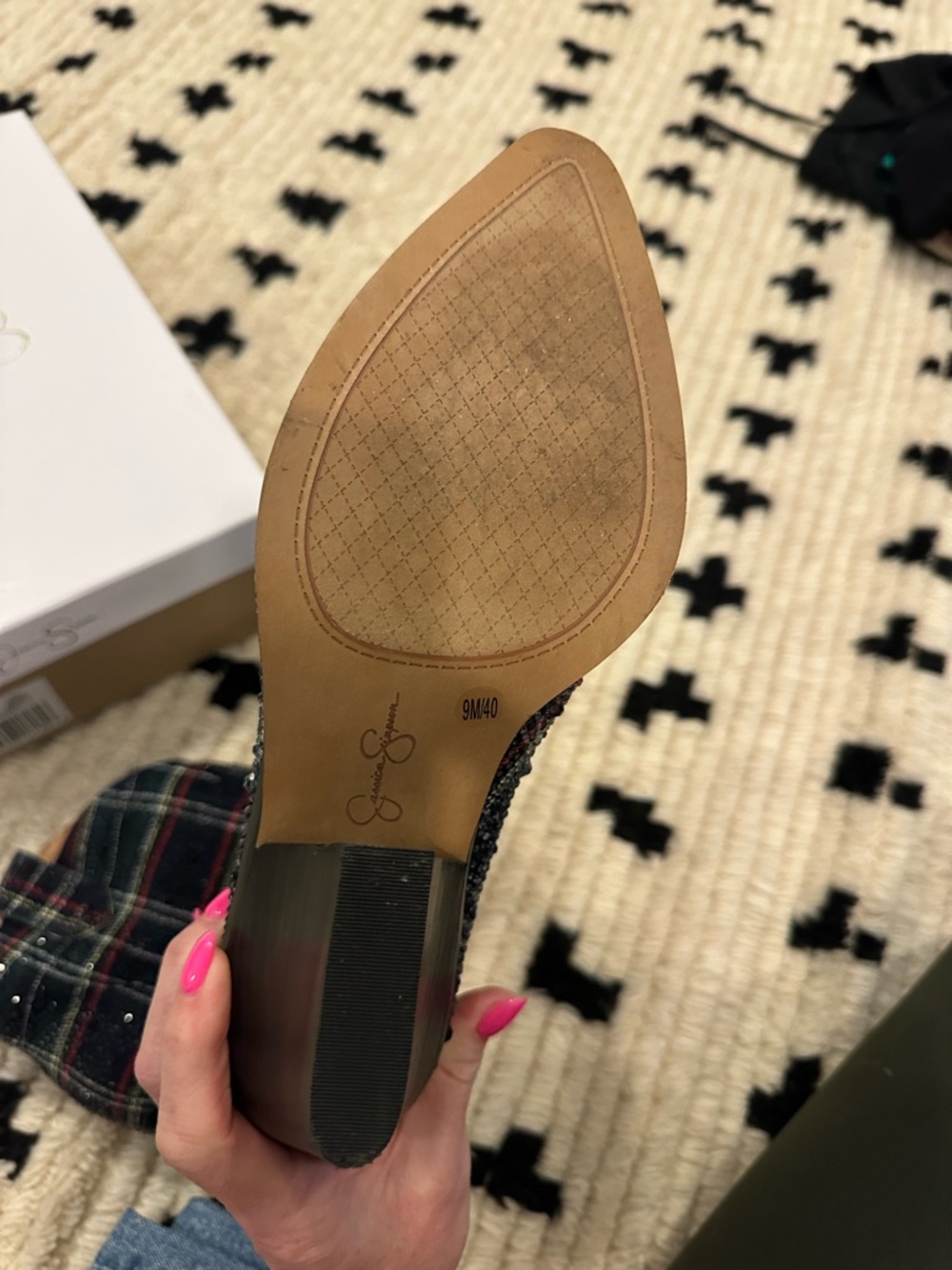 Jessica Simpson Black Plaid Ankle Booties with Red & Cream Accents - Picture 4 of 4